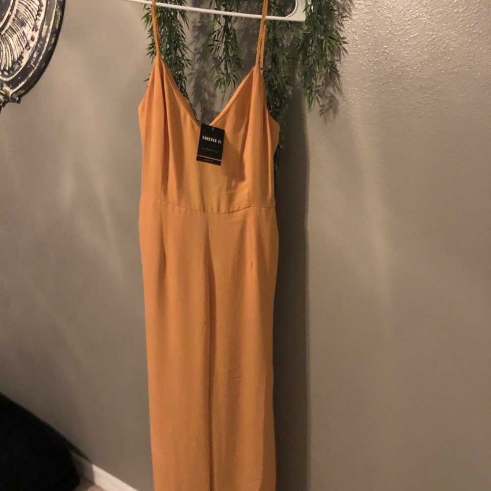 Mustard yellow cami romper w/ tie